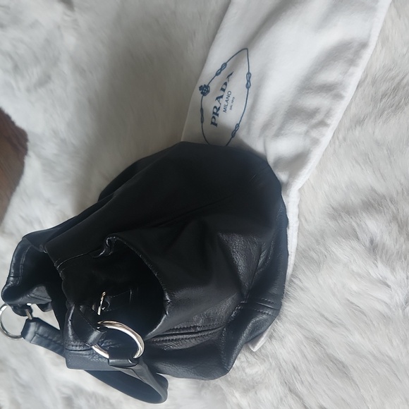 Prada Napa Black Leather Hobo Bag with Side Pockets - Picture 4 of 6